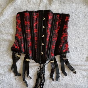 Versatile fashions corset black red lace goth